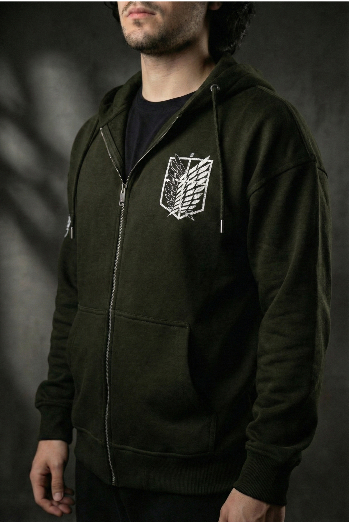 Liber  Attack On Titan - Fermuarlı Hoodie Oversize Şardonlu Sweatshirt Hırka - Görsel 4