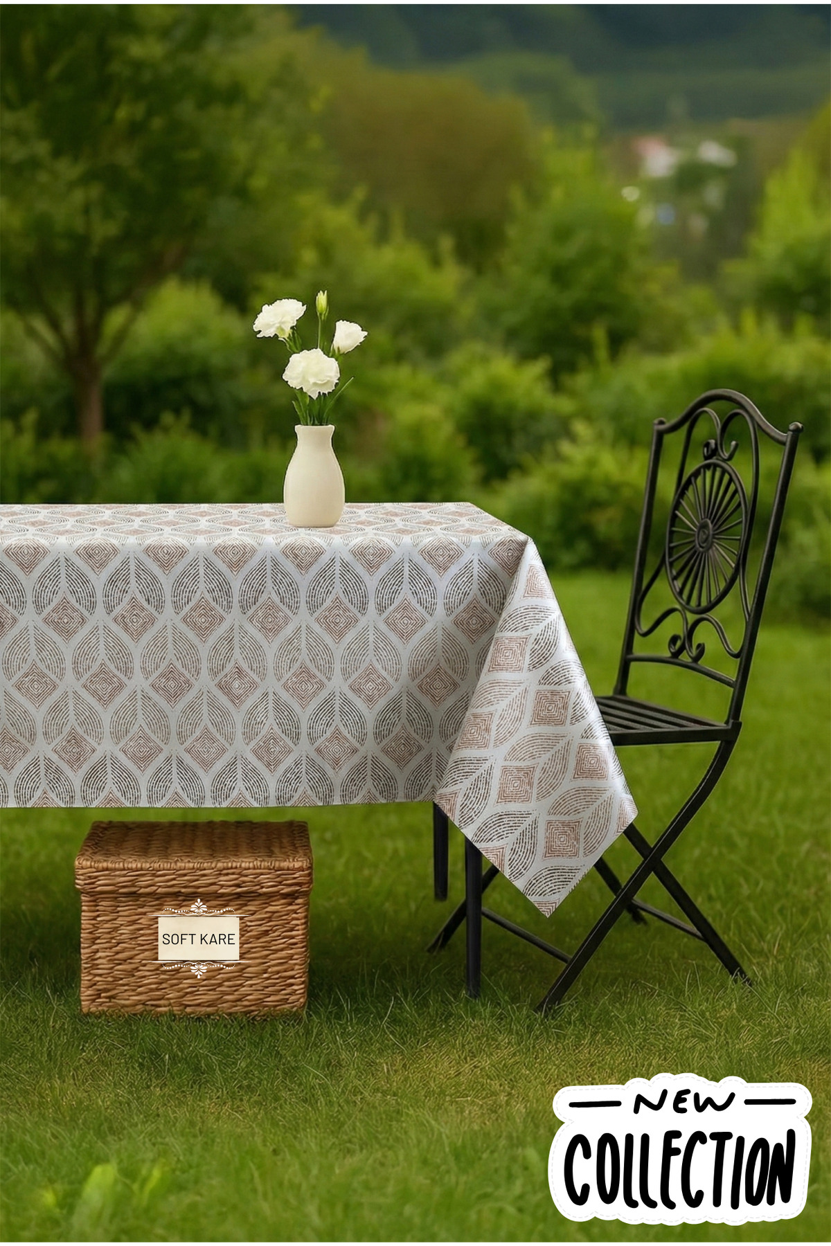 PVC Fibre Tablecloth – Wipe-Off, Waterproof, Modern Pattern, For Kitchen and Dining Table