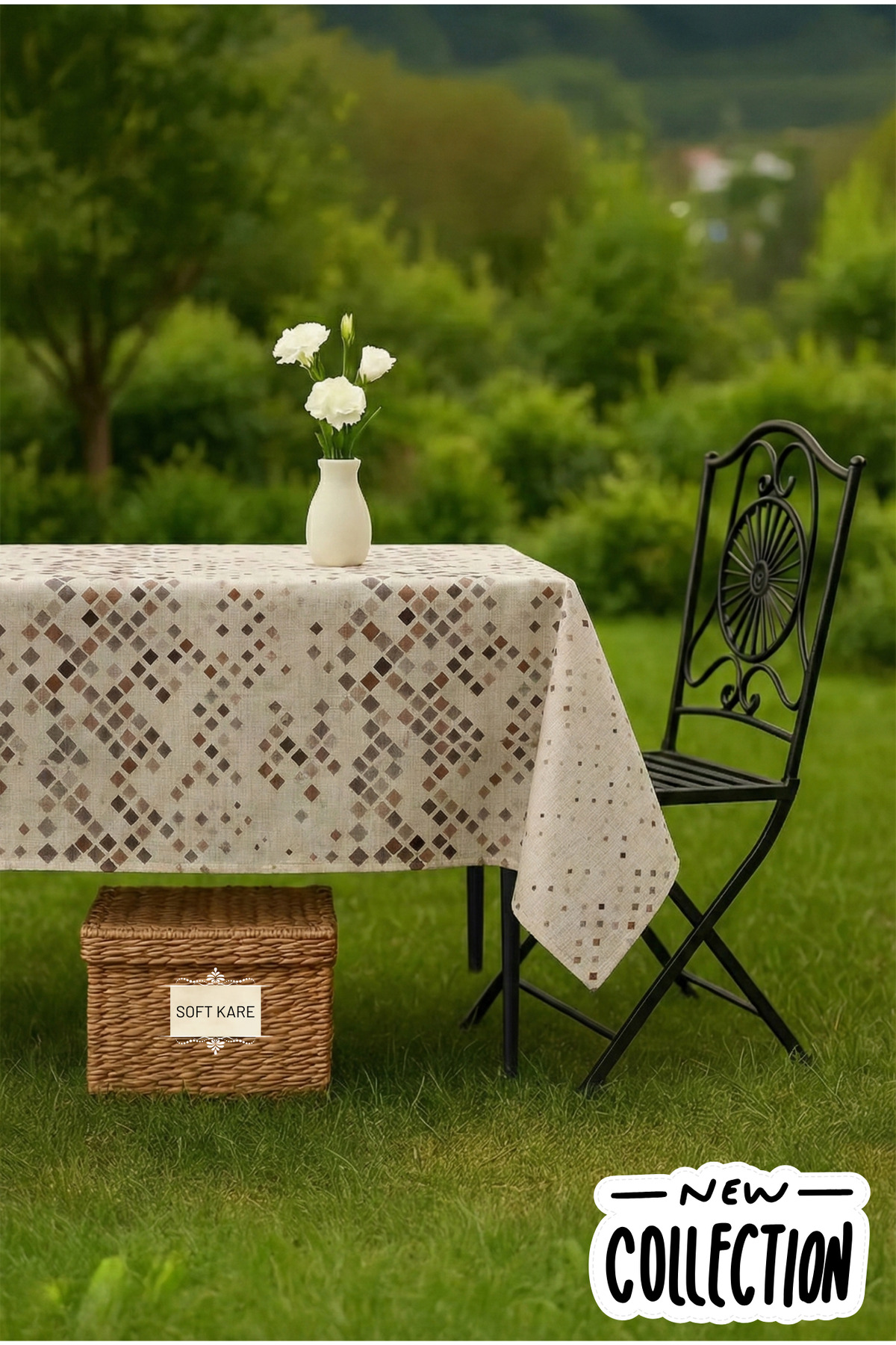 PVC Fibre Tablecloth – Wipe-Off, Waterproof, Modern Pattern, For Kitchen and Dining Table