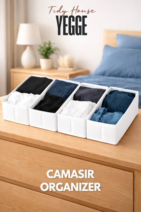 YEGGE 4 ADET Çekmece ve Dolap içi Düzenleyici, Raf Düzenleyici, 40x18x10 Çora...