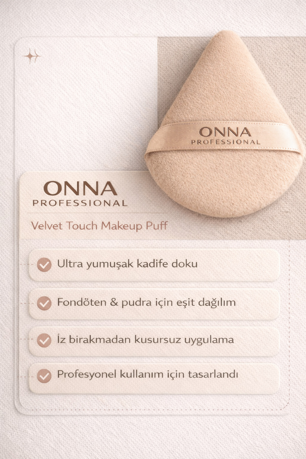 Kadife Makyaj Süngeri |Velvet Touch Makeup Puff - 1 Adet — ONNA-PUFF — تصویر 3 از 3