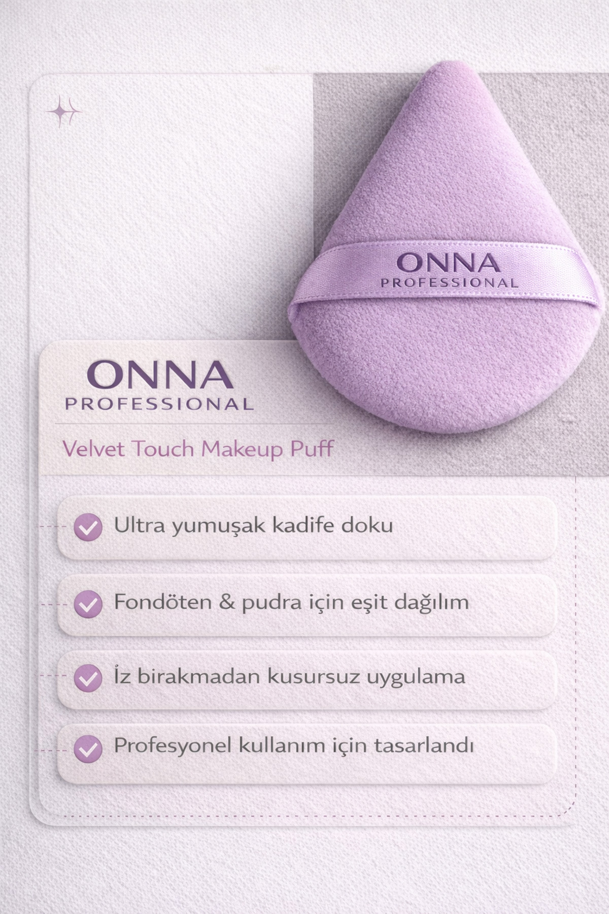 Kadife Makyaj Süngeri |Velvet Touch Makeup Puff - 1 Adet — ONNA-PUFF — تصویر 2 از 3
