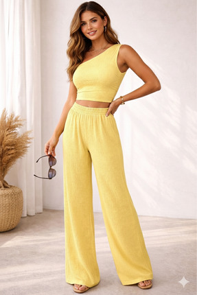 Wild Flower Yazlık Bol Paça Şık İkili Takım