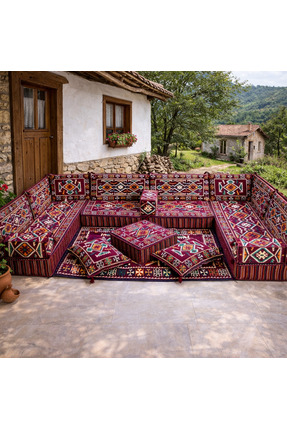 Dekor Köşe Köşe Oturma Takımı Kilim Desenli | 22 DNS Sert Sünger | Duvar Kili...