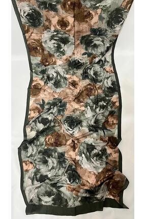 Karfa Scarfs Şal & Eşarp Yeşil Rose Desenli Bambu Kraş Şal | Hafif & Dökümlü