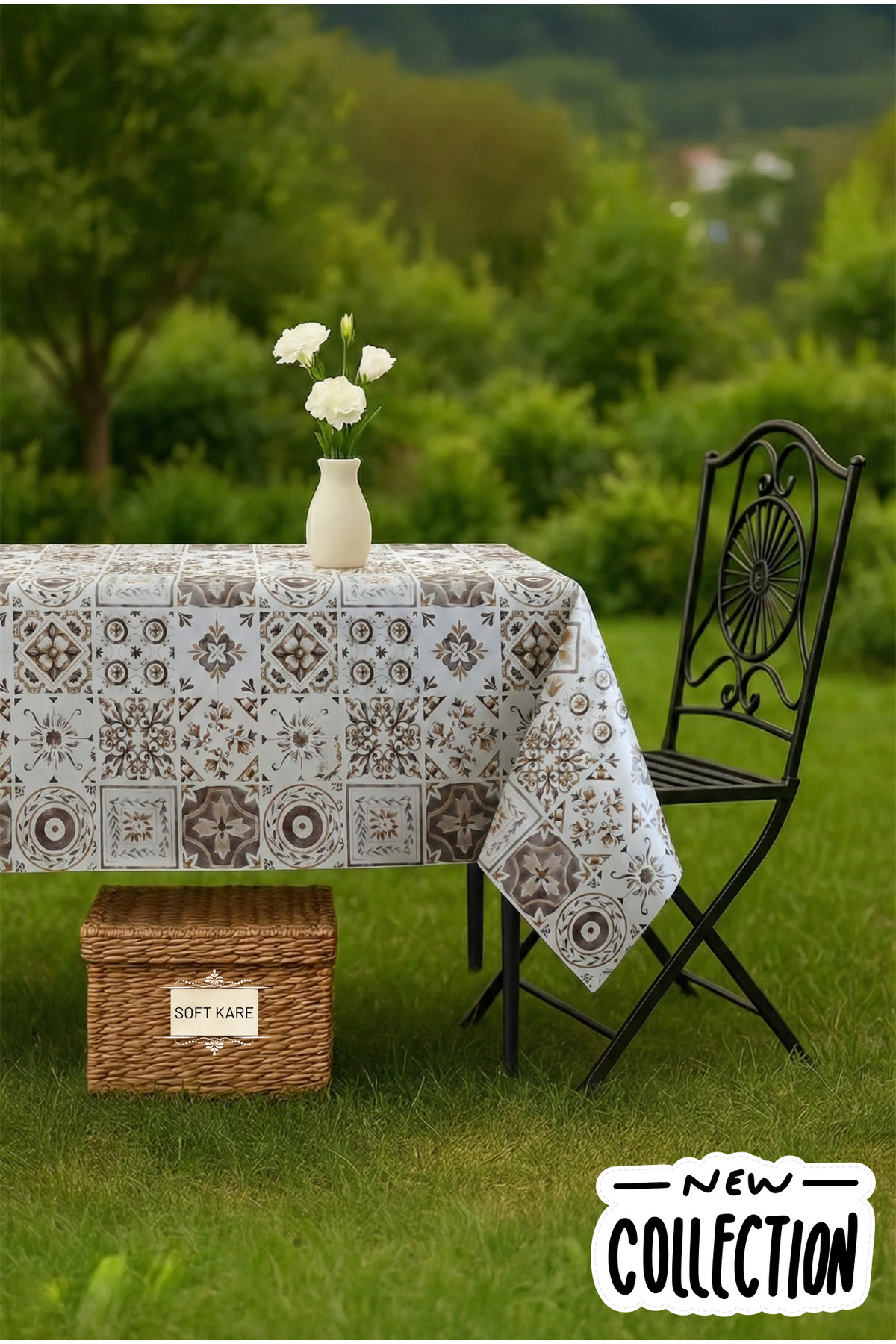 PVC Fibre Tablecloth – Wipe-Off, Waterproof, Modern Pattern, For Kitchen and Dining Table