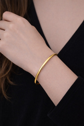 EG JEWELRY Minimal Düz Altın Renk Paslanmaz Çelik Bileklik