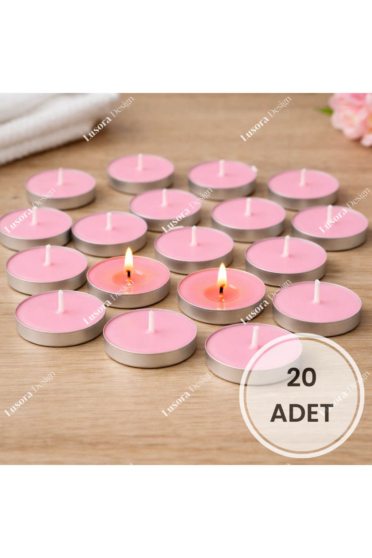 Tealight Candle - Pink Small Round Valentine's Day Floor and Table Candle 20pcs