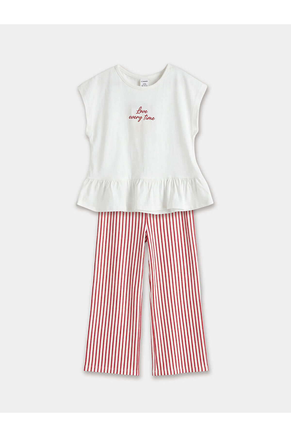 LC Waikiki Nevaa Collection Ekru Bisiklet Yaka Kız Çocuk Bluz ve Pantolon fotoğrafı 3 (önizleme)
