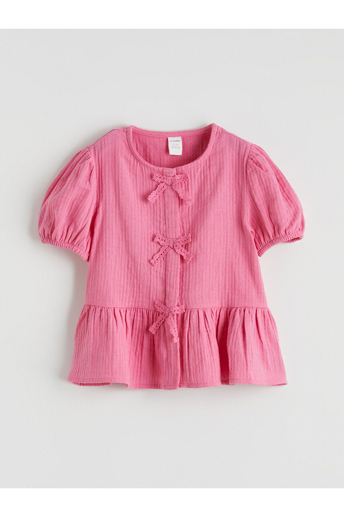 LC Waikiki Esse Collection Pembe Fiyonk Detaylı Kız Çocuk Bluz ve Pantolon fotoğrafı 3 (önizleme)