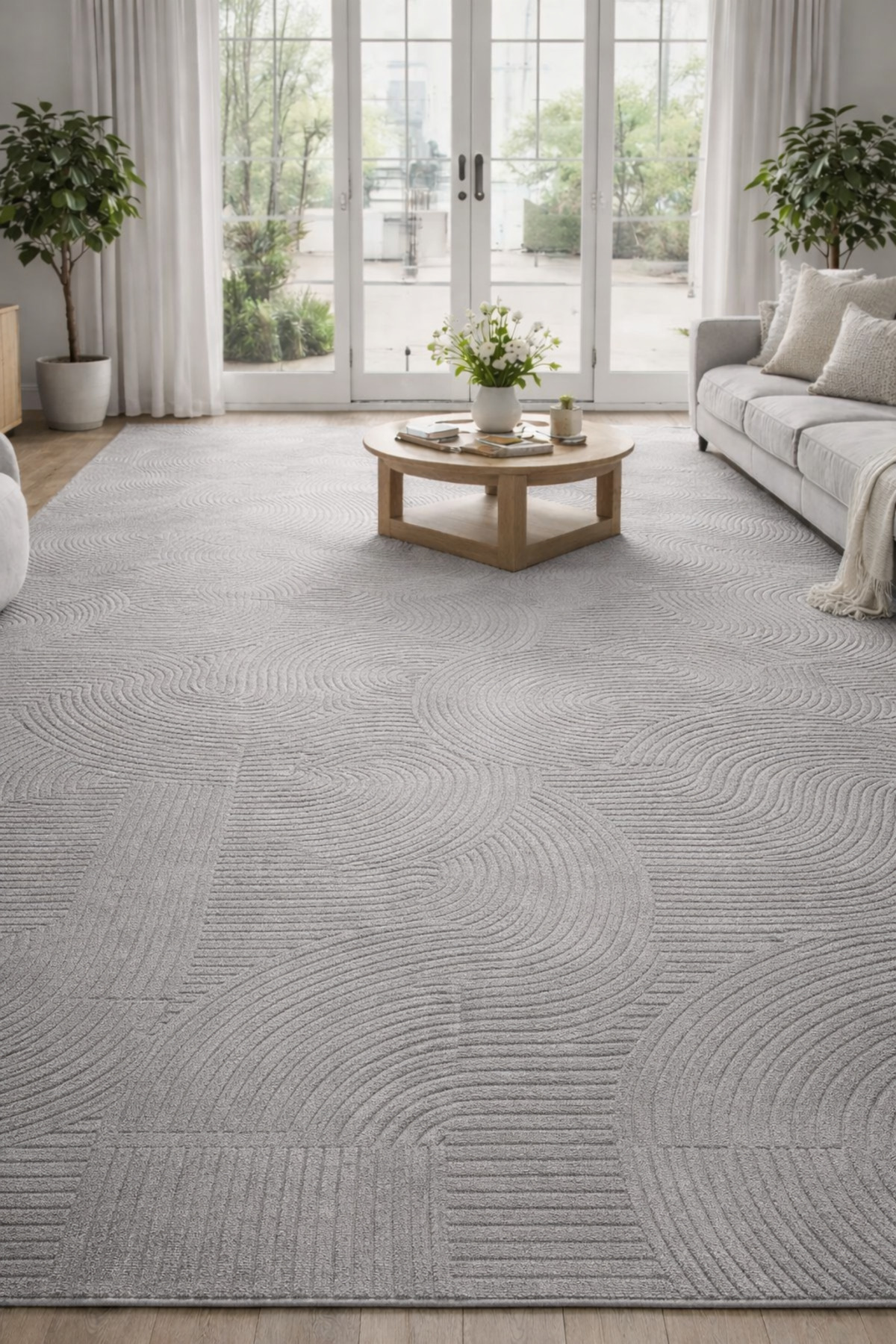 Relief Joy Grey Anti-Slip Floor Carpet Runner Rug Large Sizes