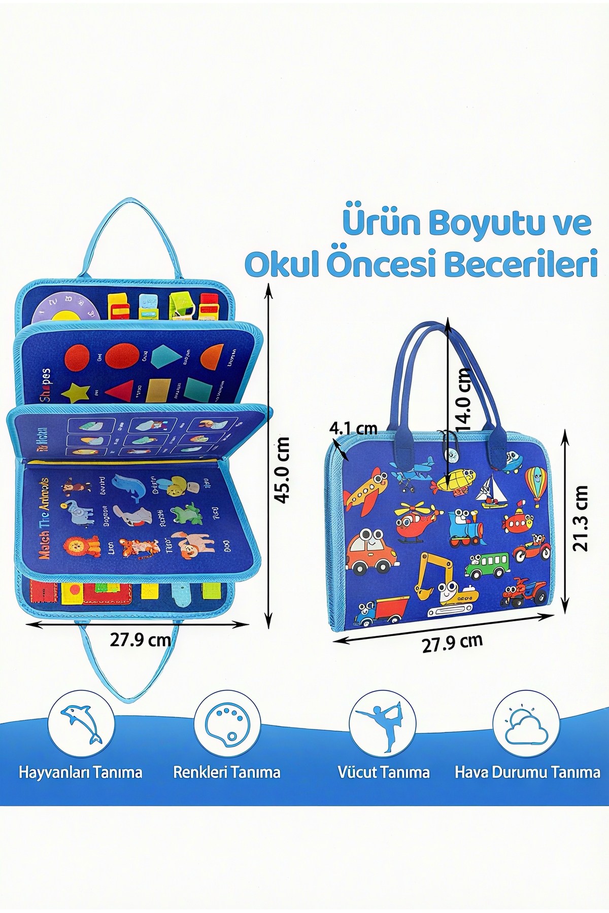 Circle Toys Montessori Keçe Aktivite Çantası – Busy Board - 8 Sayfa - Mavi fotoğrafı 6 (önizleme)