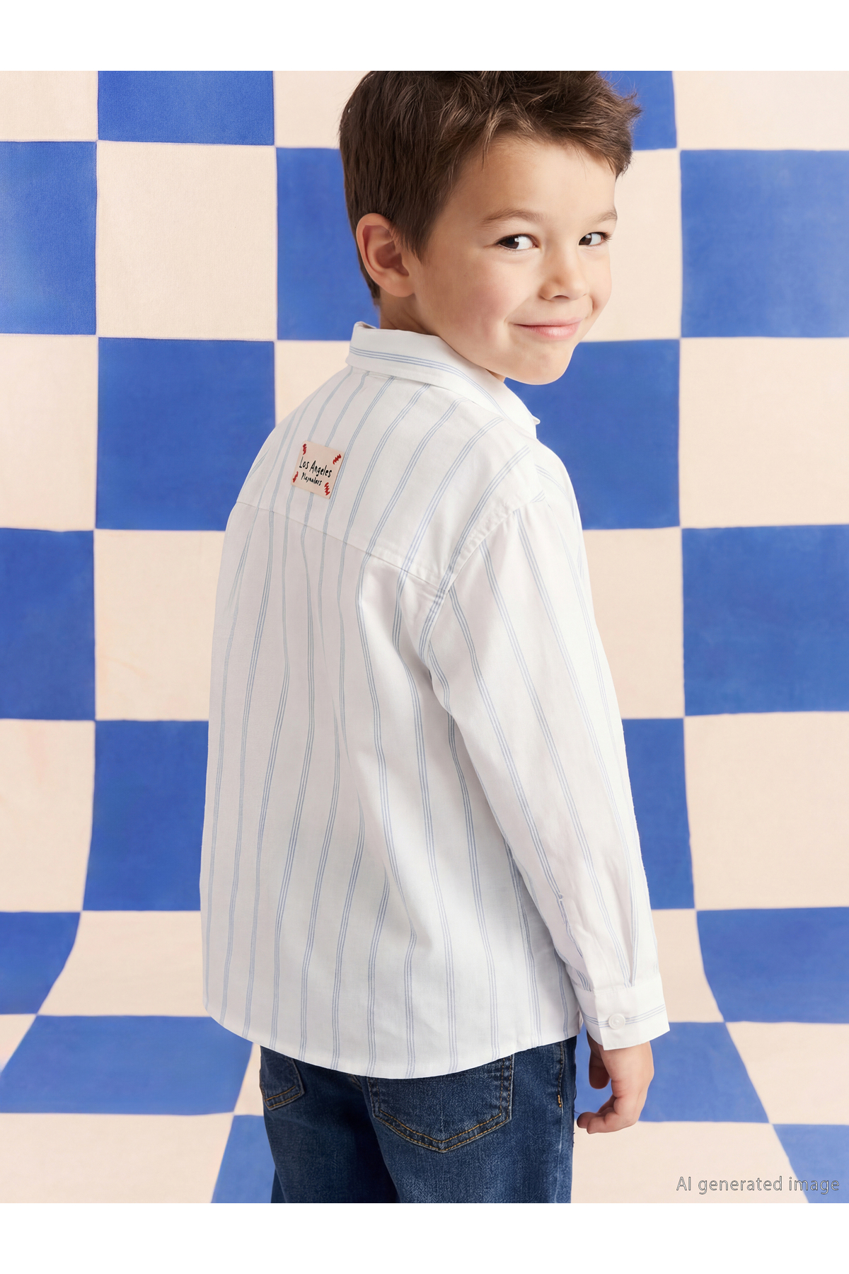 LC Waikiki Elsiva Collection Ekru Uzun Kollu Çizgili Erkek Çocuk Gömlek fotoğrafı 2 (önizleme)