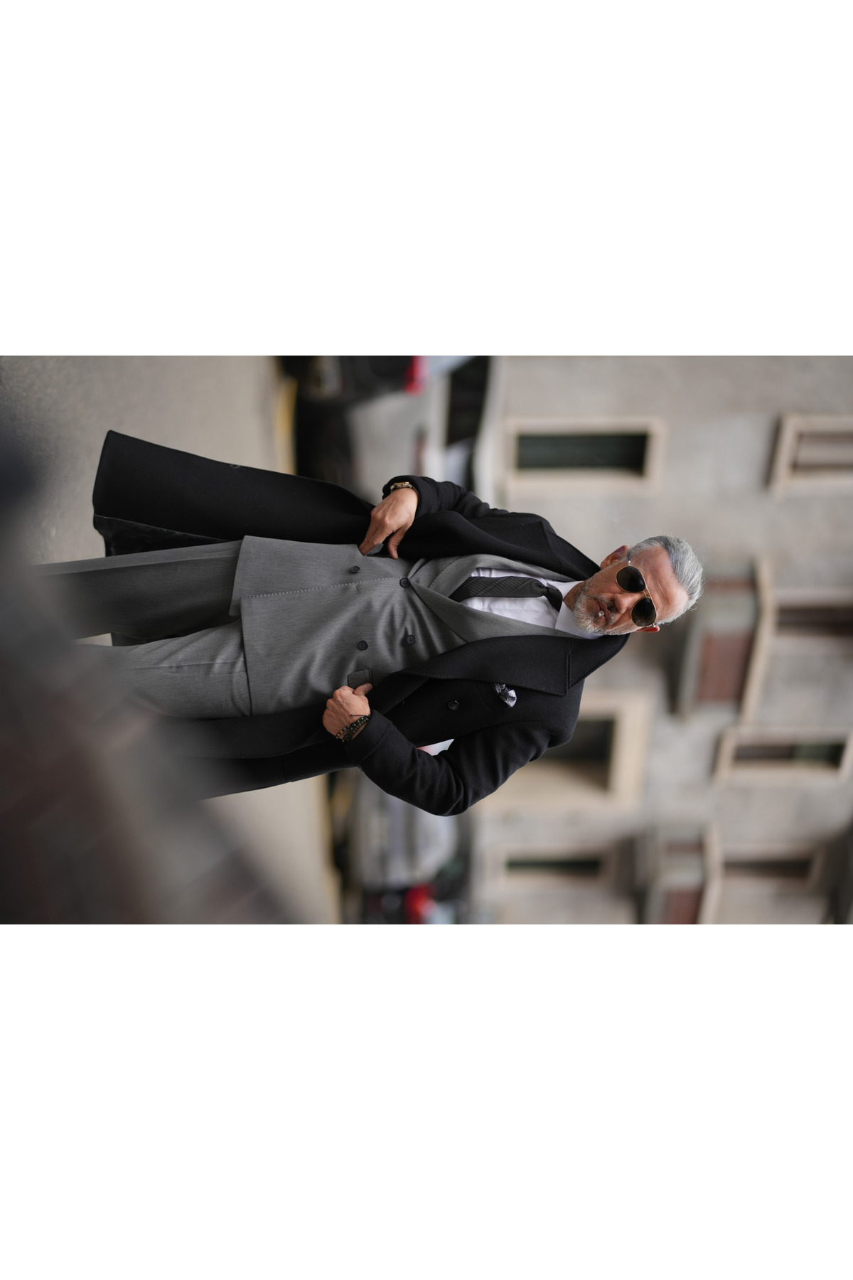 مانتو پشمی دوبله — رنگارنگ P261P71721 — تصویر 5 از 8