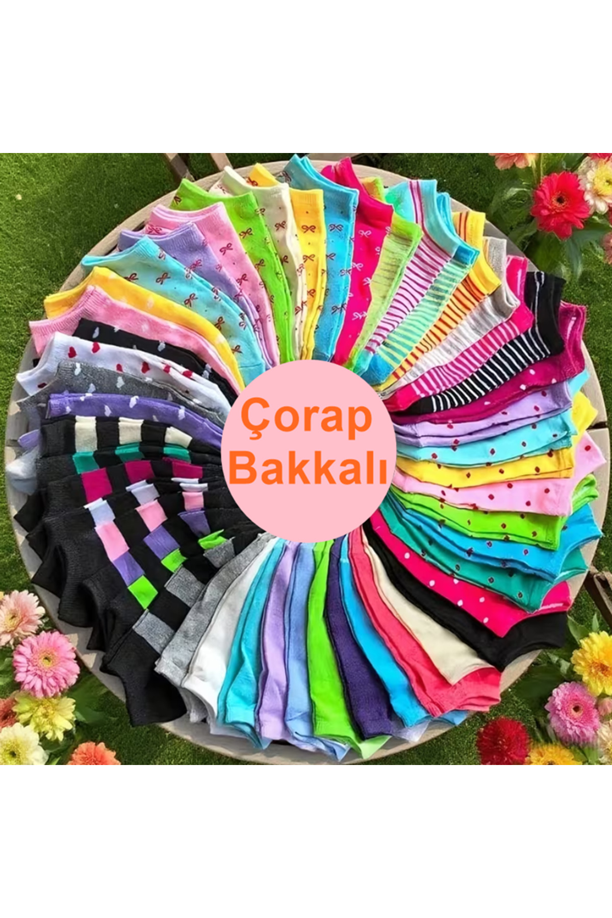 Çorap Bakkalı 20 чифта разноцветни къси чорапи – памучни, еластични, дишащи, ...