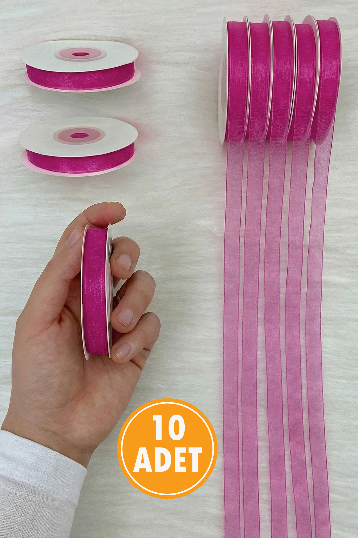 10 Organza Tulle Ribbon Damson 1cm 22mt, Bundle, Engagement, Dowry, Gift, Packaging, Decoration, Wedding