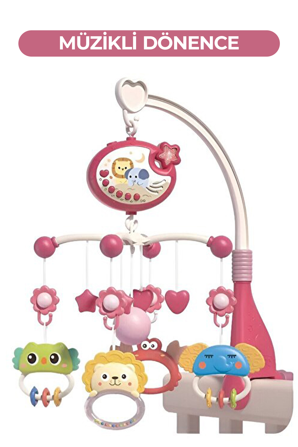 ROZİTOYS Işıklı Müzikli Kumandalı Bebek Dönencesi Pembe fotoğrafı 5 (önizleme)