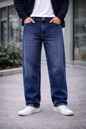 connemara Jeans Erkek Orta Baggy Fit Kot Pantolon Mavi