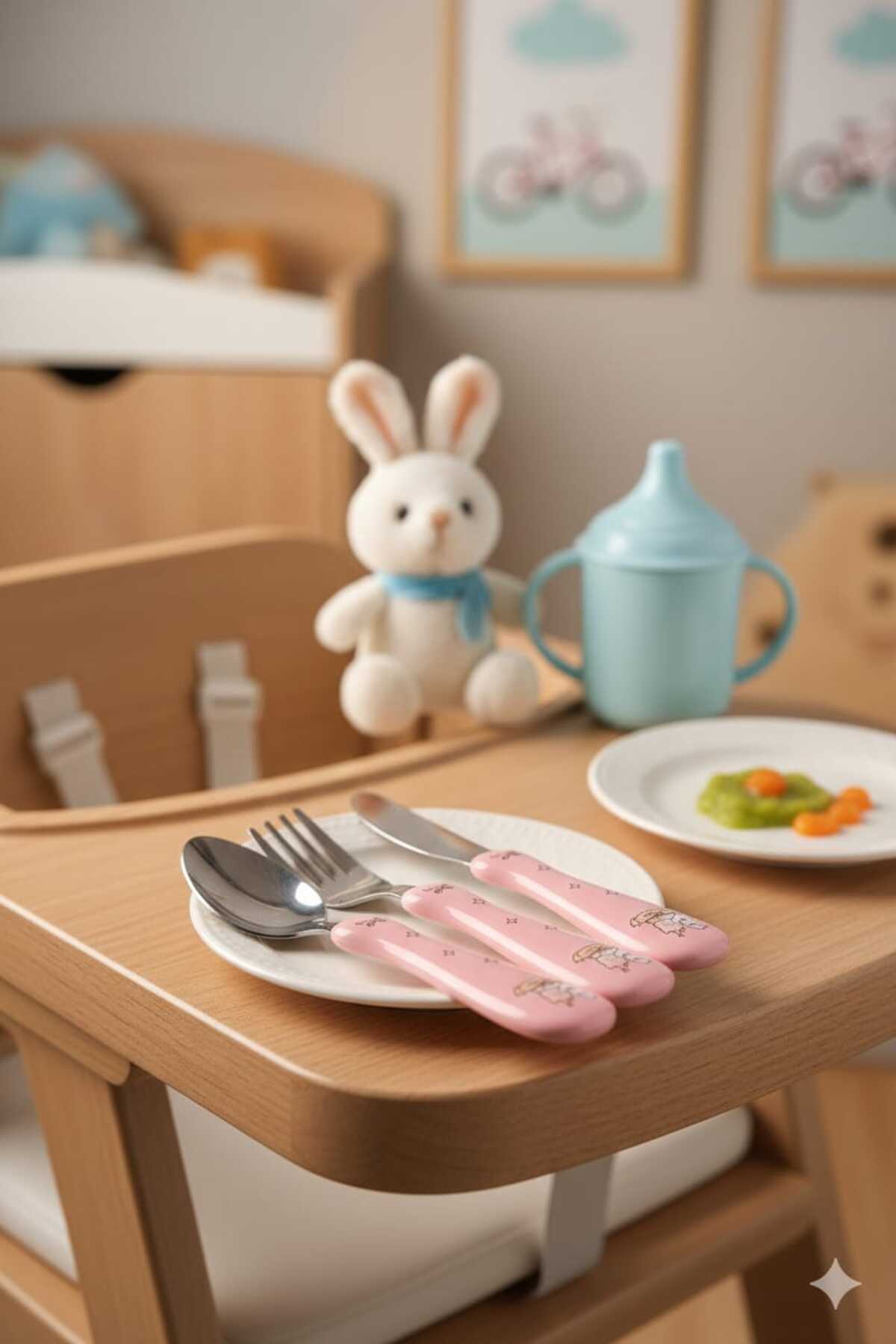 Rooc 3 Parça Figürlü Bebek Mama Takım Pembe fotoğrafı 3 (önizleme)