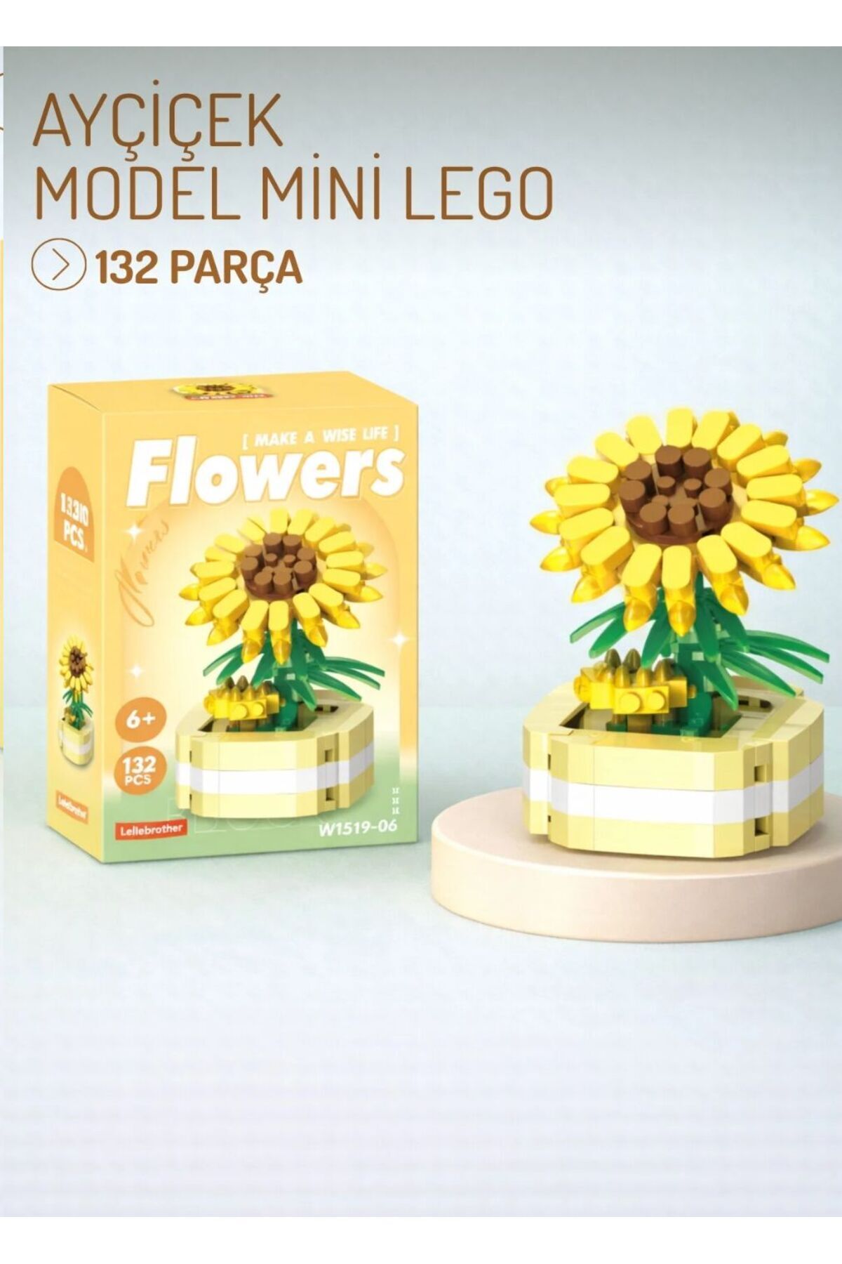WUNİT Ayçiçeği 3D Blok Yapı Oyuncağı Figür Hediyelik Yapı Puzzle