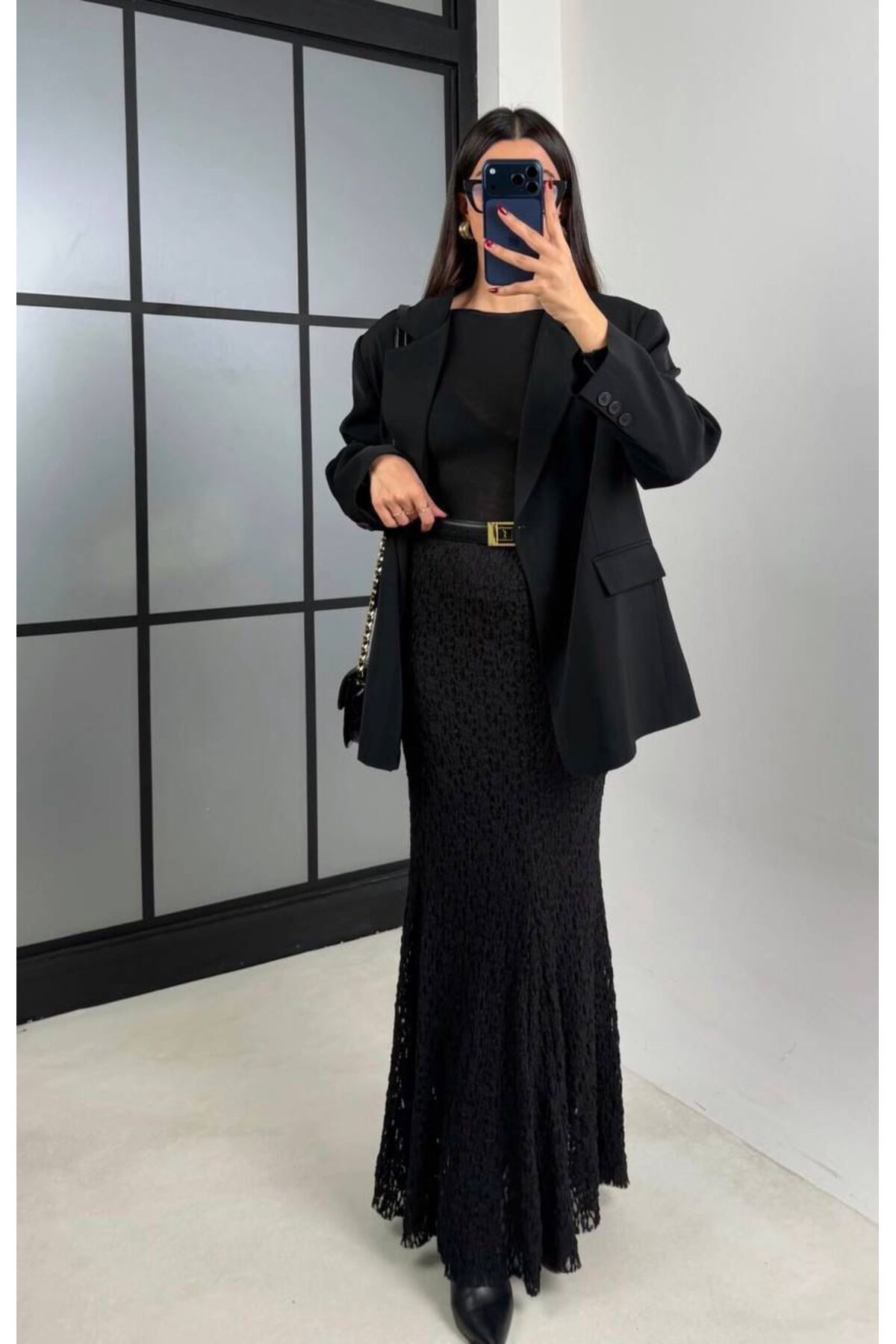 MAESTRO WOMAN  Kadın Siyah Dantelli Astarlı Balık Etek - Görsel 2