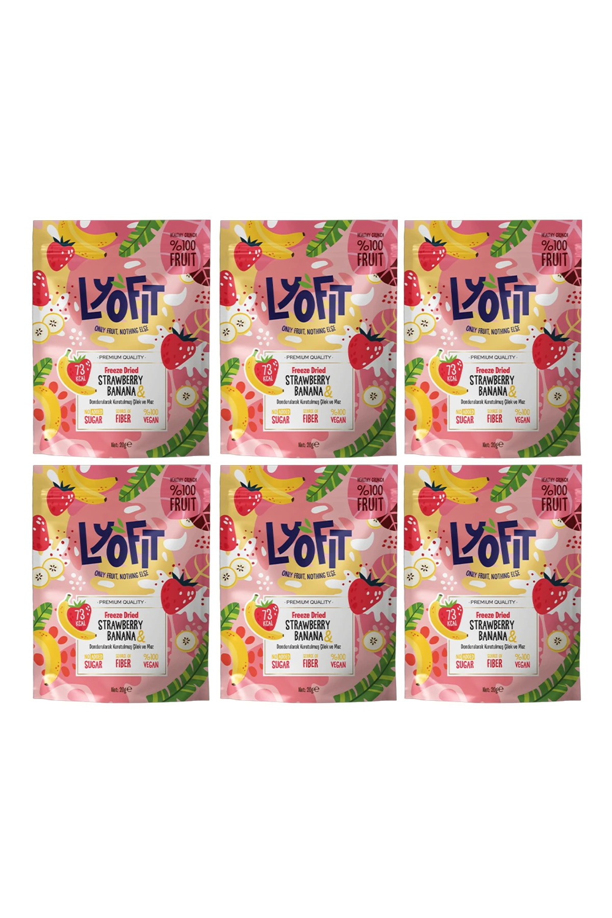 Lyofit Food Muz Çilek Kuru Meyve Cipsi - Dondurularak Kurutulmuş