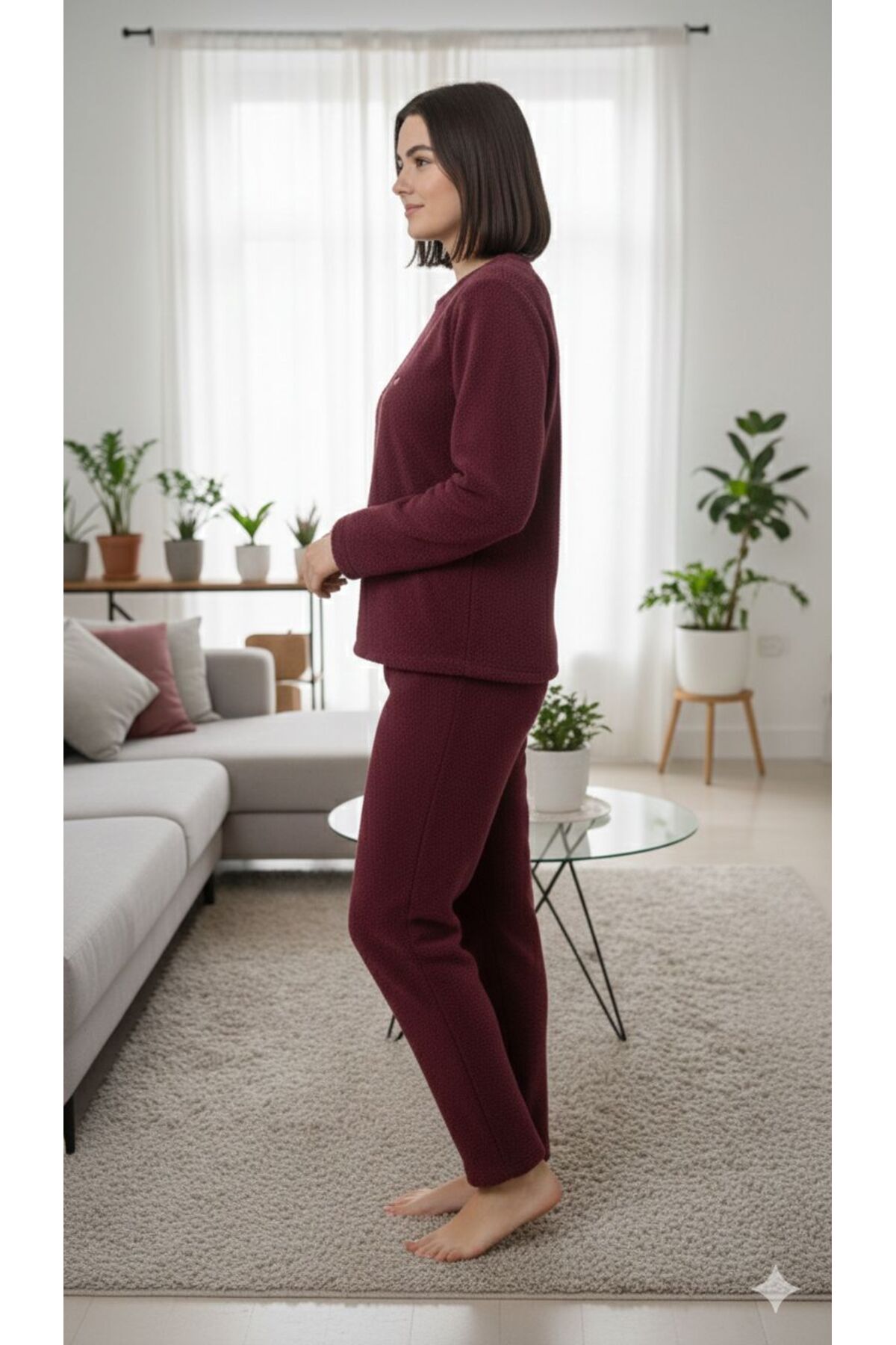 Genel Markalar Kadın Peluş Rahat Pijama Takımı görsel 3