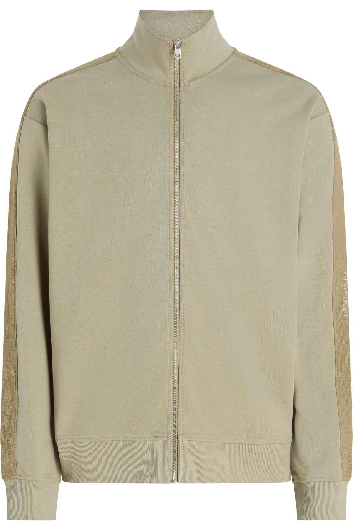 کلوین کلاین ژاکت مردانه HI0 بژ با زیپ و نوار چسبی لوگودار