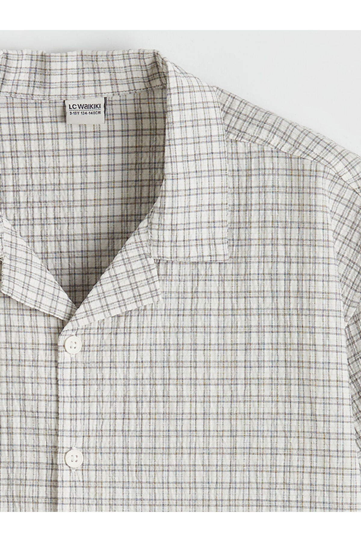 LC Waikiki LCW Kids Ekru Ekose Kısa Kollu Erkek Çocuk Gömlek fotoğrafı 2 (önizleme)
