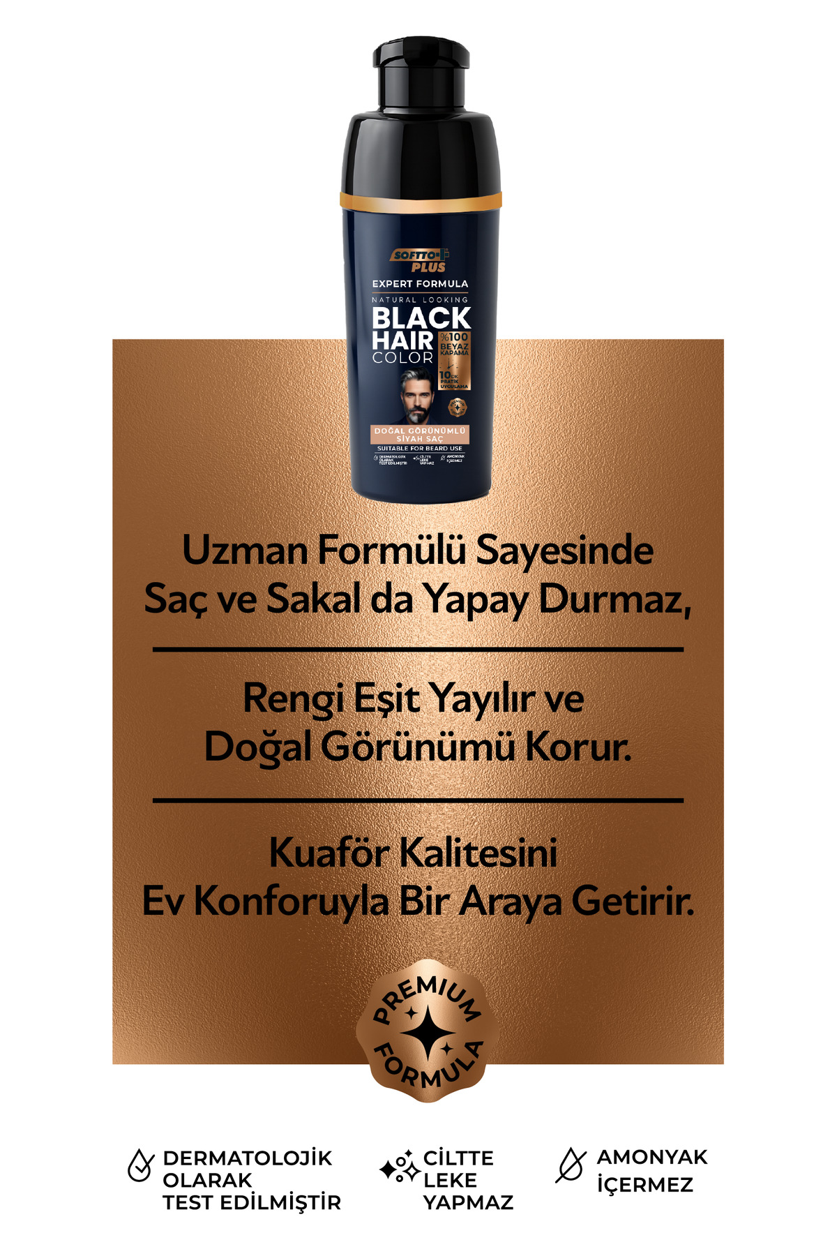 Expert Men Black Hair Color – Siyah 10 dakikada Etkili / Geliştirilmiş Formül / Doğal Görünüm - Ürün görseli