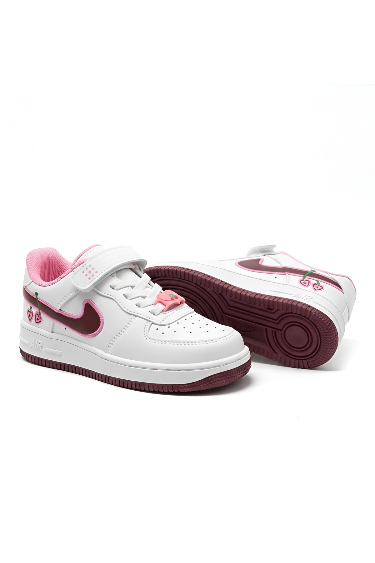 McDark Beyaz Bordo Kadın Sneaker Kirazlı Model Ayakkabı fotoğrafı 5 (önizleme)
