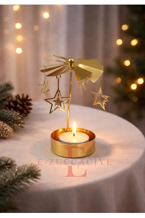 E Züccaciye Isı ile Dönen Yıldız Mumluk Lüx Dekor ve Hediyelik