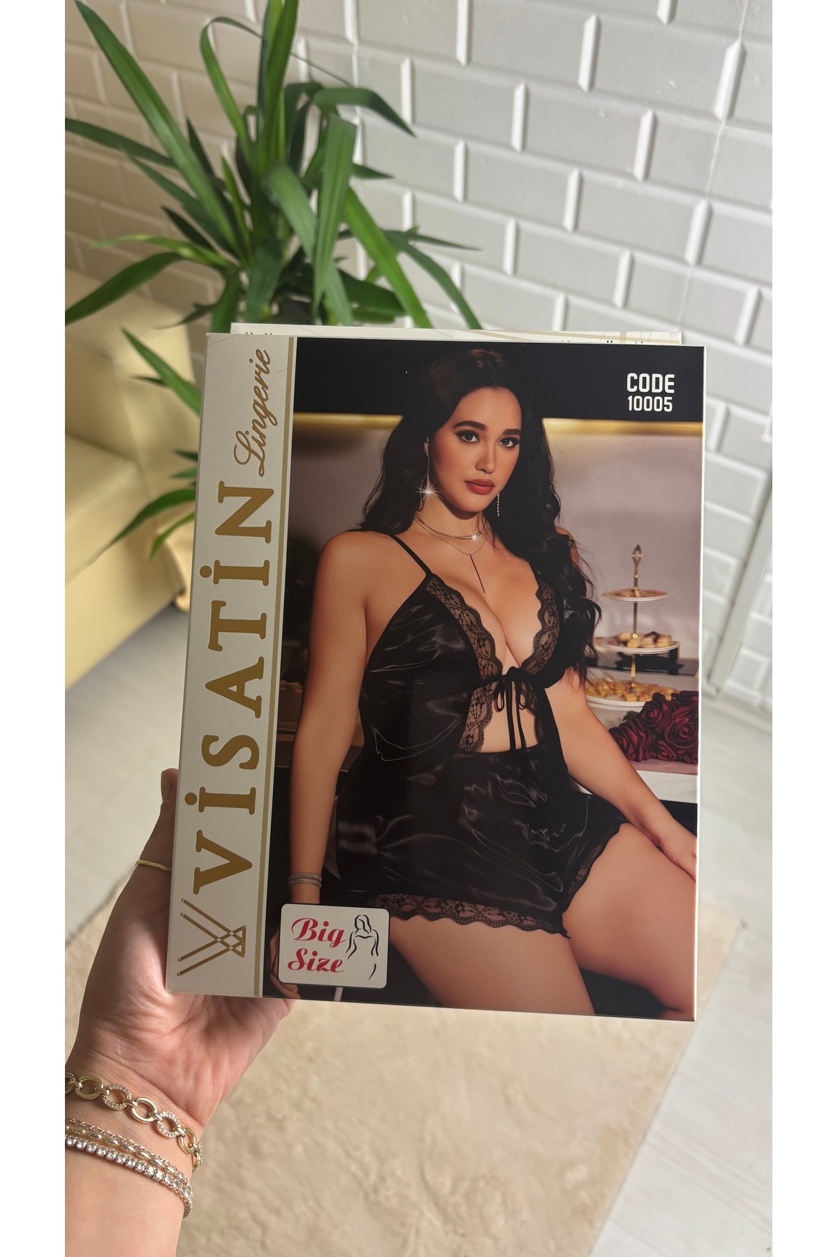 Visatin Lingerie Kadın BÜYÜK BEDEN SATEN TAKIM