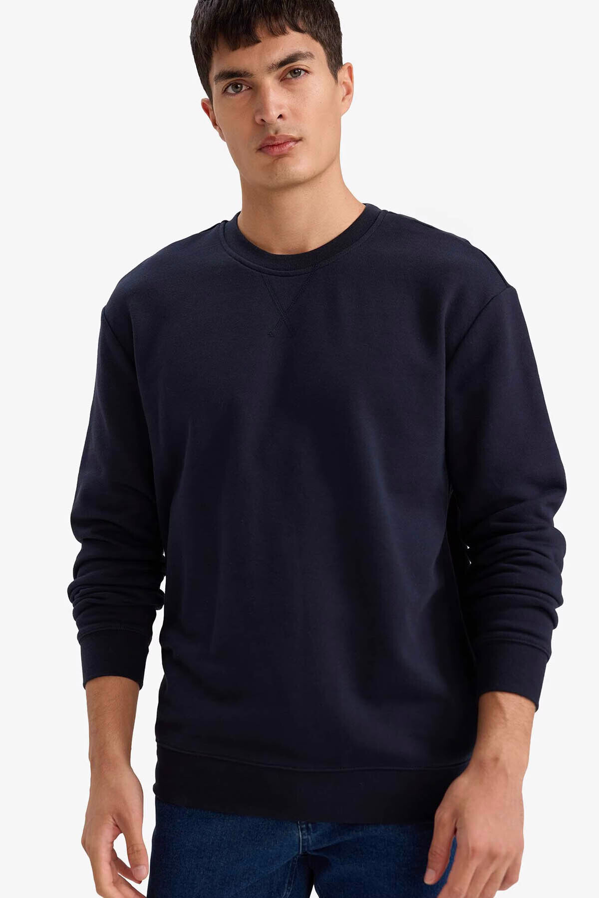 %100 Pamuk Basic Lacivert Erkek Sweatshirt E8339AX/NV82 — سرمه‌ای E8339AX26SP — تصویر 3 از 5