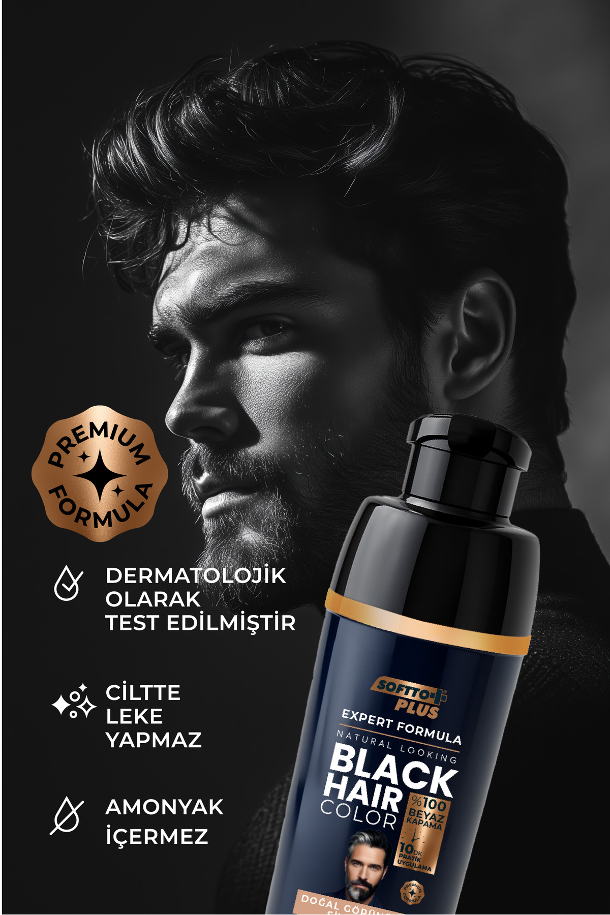 Expert Men Black Hair Color – Siyah 10 dakikada Etkili / Geliştirilmiş Formül / Doğal Görünüm - Ürün görseli
