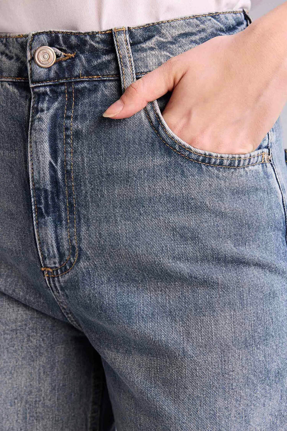 Defacto  %100 Pamuk 90's Wıde Leg Yüksek Bel Jean Pantolon G8835AX26SP - Görsel 4