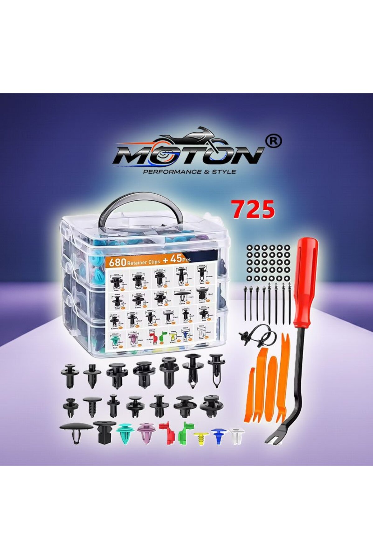 MOTON Klips Seti 725 Parça Trim Sökme Aparatlı - Fiyatı, Yorumları