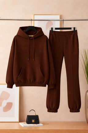 ASSEL Kadın Erkek Trend Model Çiftlere Özel 3 Iplik Oversize Kışlık Kalın Eşo...