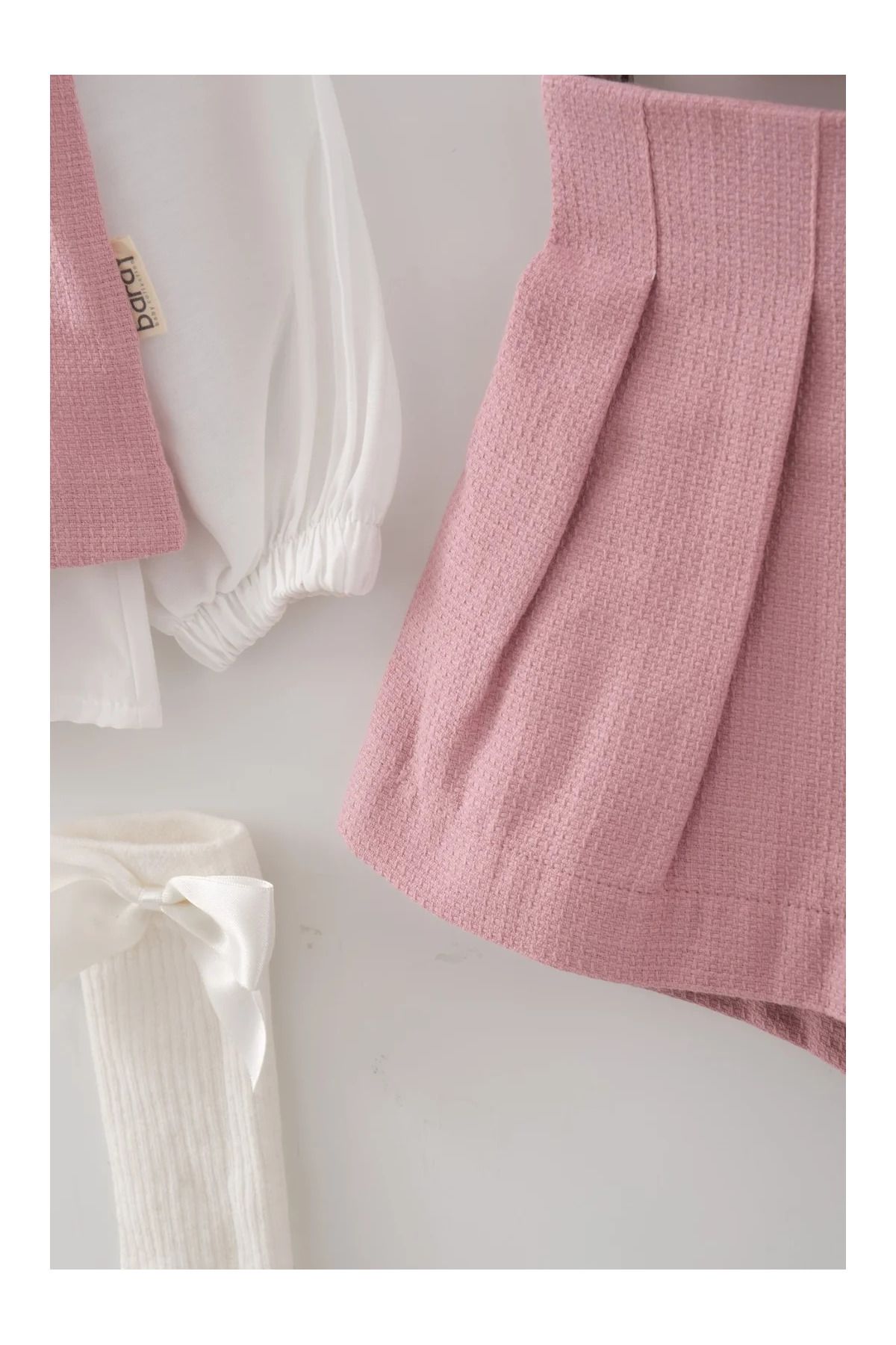 Mini Baray Kız Çocuk Stil Tüvit Yelek ve Şort Takım - Gül fotoğrafı 3 (önizleme)