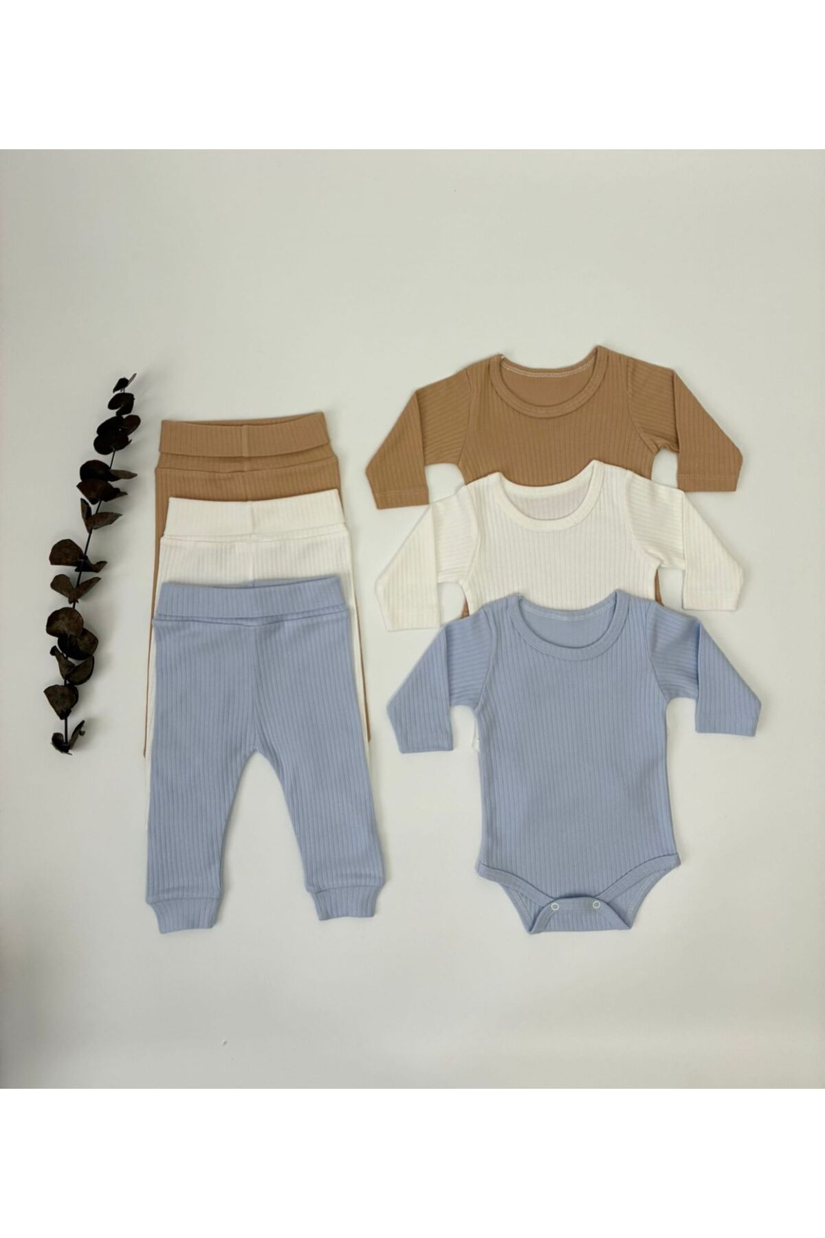 Bebe wini 3'lü %100 Pamuk Uzun Kol Bebek Zıbın ve pantolon Takımı fotoğrafı 4 (önizleme)
