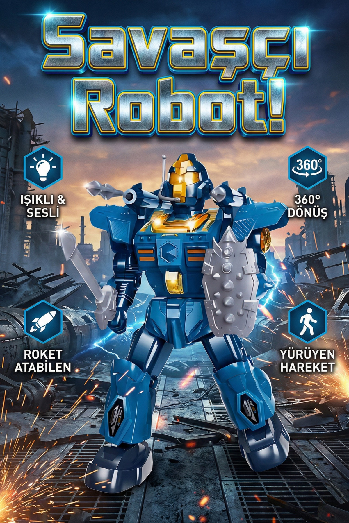 CCG　074/06　R　獄寺隼人　4枚① craftivio Büyük Boy Işıklı Sesli ve Roket Atan Savaşçı Robot