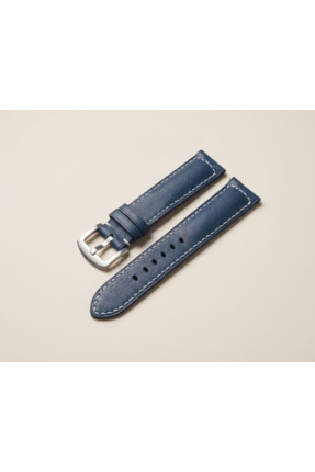 MUTLU GLOBAL Kapalı Mavi Hakiki Deri El Yapımı Saat Kordonu – Çift Kat Deri, ...