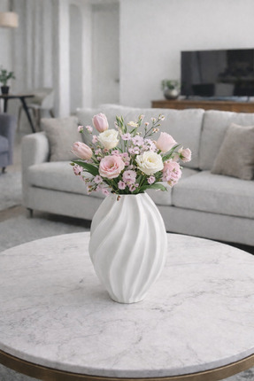 Nar Seramik Bohem Vazo Modern Beyaz Vazo