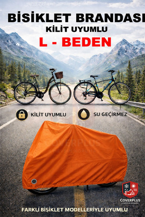 CoverPlus Bisiklet Brandası TURUNCU (KİLİT UYUMLU),Bisiklet Koruyucu Kılıf Ya...