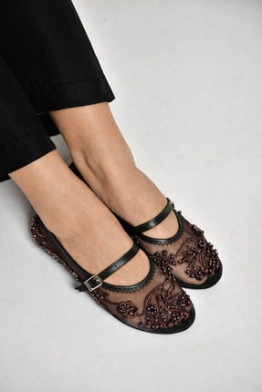 MOON CLOUD BONCUK VE TAŞ İŞLEMELİ NAKIŞLI - TÜL DETAYLI BABET GÜNLÜK- WEDDİNG...