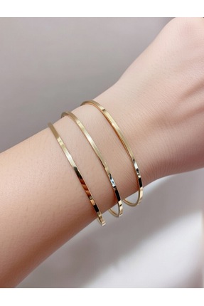 Aylin Bijuteri Üçlü Set Gold Renk Paslanmaz Çelik Ajda Bileklik