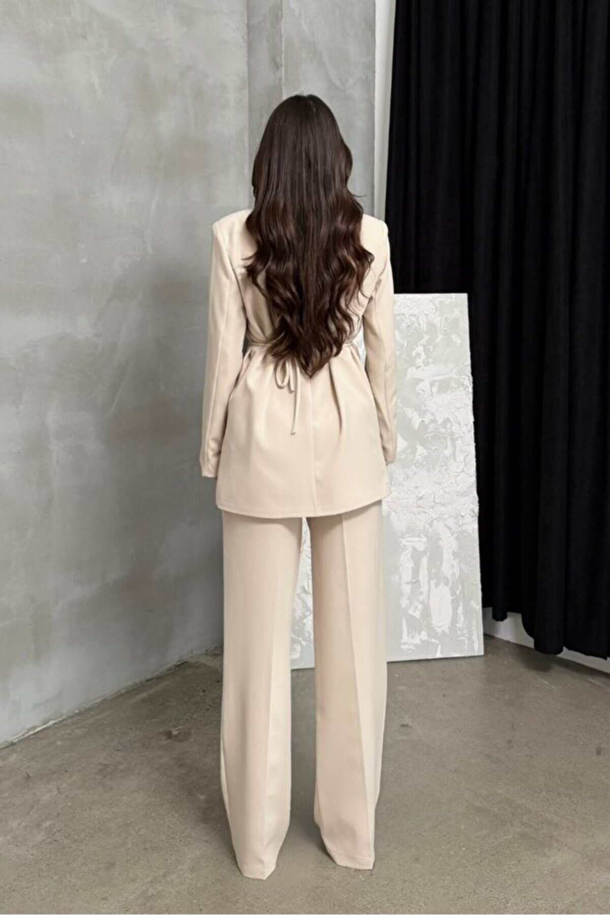 Women's Rose Accessory Detailed Blazer and Trousers Set - Görsel 7