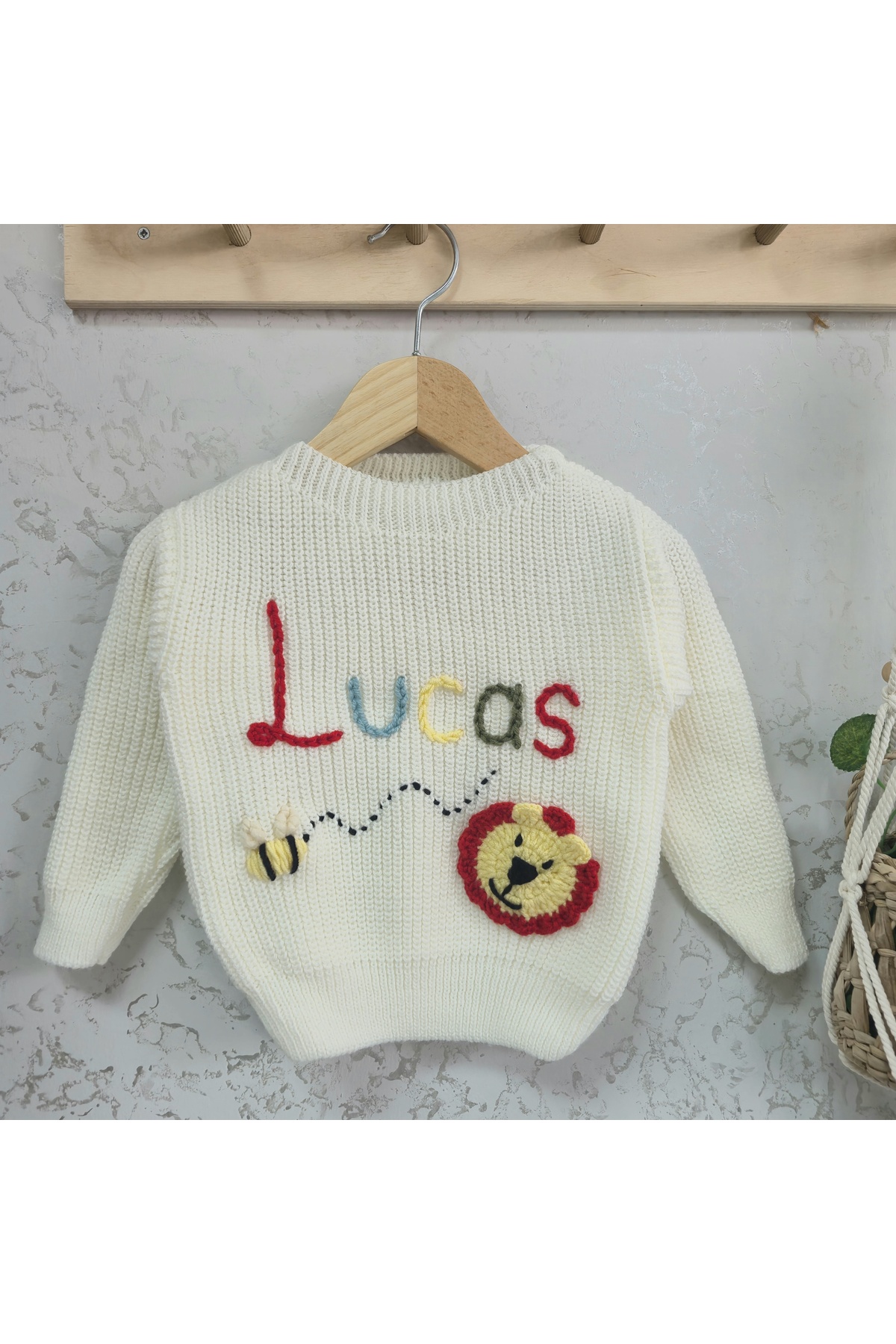 FLOWER BABY kişiye özel isim yazılı motif işlemeli özel gün bebek çocuk selanik overisze kazak fotoğrafı 2 (önizleme)