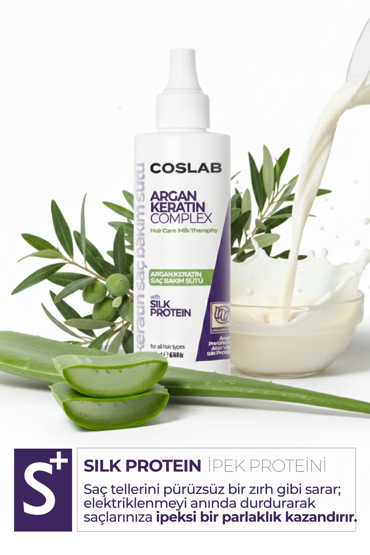Argan Yağı & Keratin Sütü 200ml Saç Besleyici İpek Proteini Aloe Vera Kuru ve Yıpranmış Saçlar İçin — 8684904310889 — تصویر 3 از 6