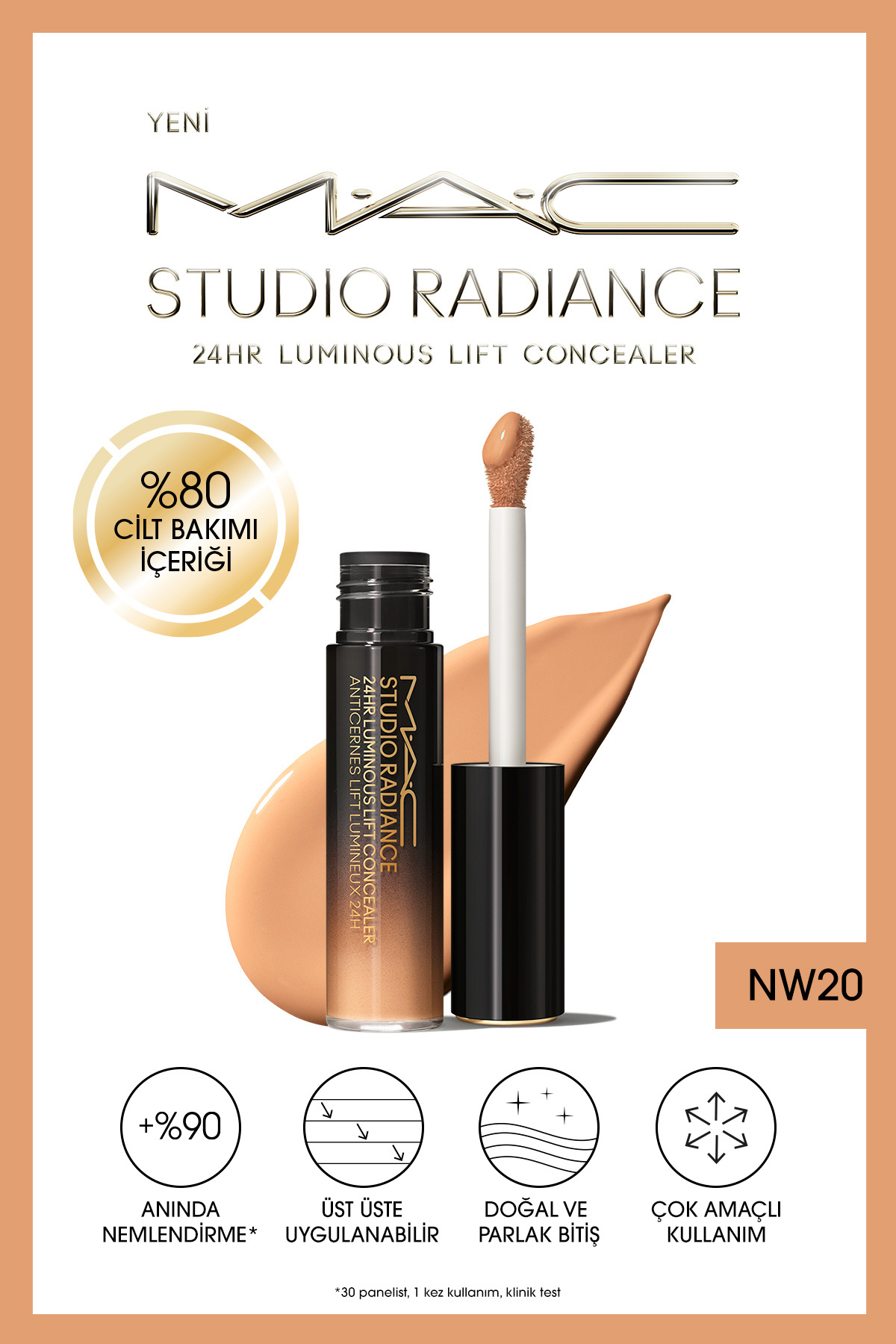 M.A.C کانسیلر 24hr Luminous Lift Studio Radiance - Skin Care Serum Concealer 11 ml - NW20 — قهوه‌ای 128597